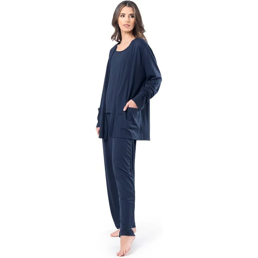 Women's Breathable Sleep Set Tank Top Pajama Pants Cardigan Lounge Plus